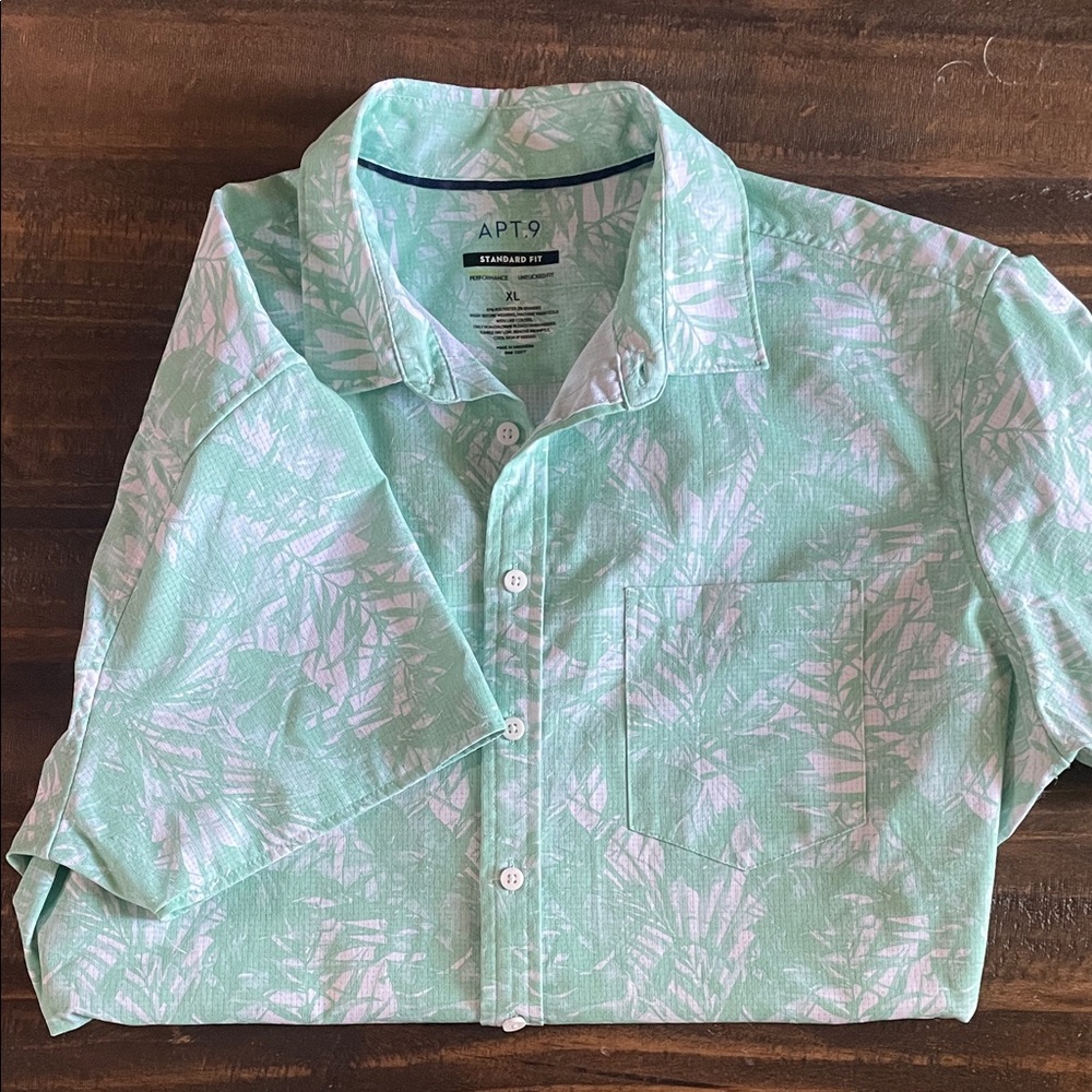 Apt. 9 Men's Light Green Leaf Print Shirt